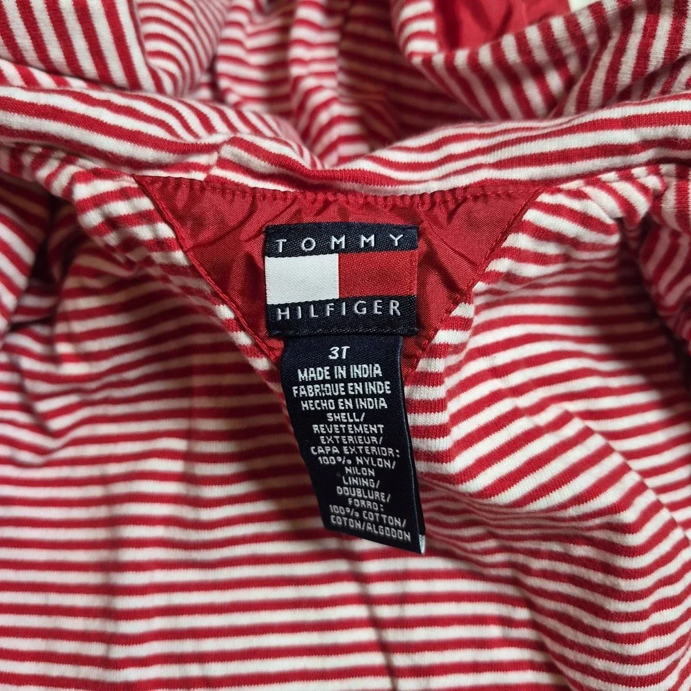 Tommy Hilfiger Toddler Red Star Windbreaker Hooded Jacket Striped Lining 3T